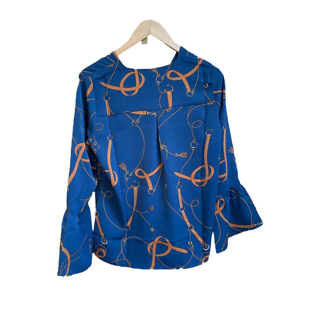 IMAN Global Chic Blue Wrap Blouse Size XS NWT - Picture 2 of 10